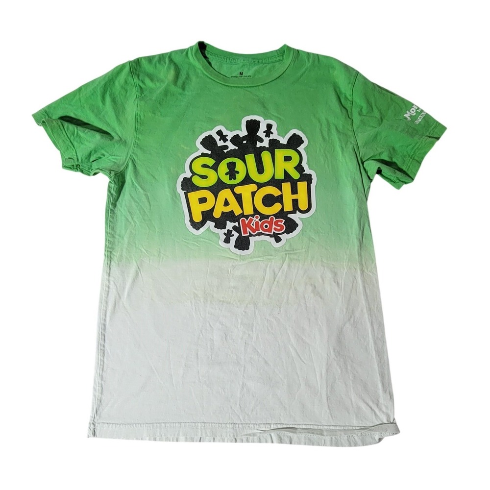 Sour Patch Kids Graphic T-Shirt Green‎ White Ombre Dip Dye Candy Logo Mens Med
